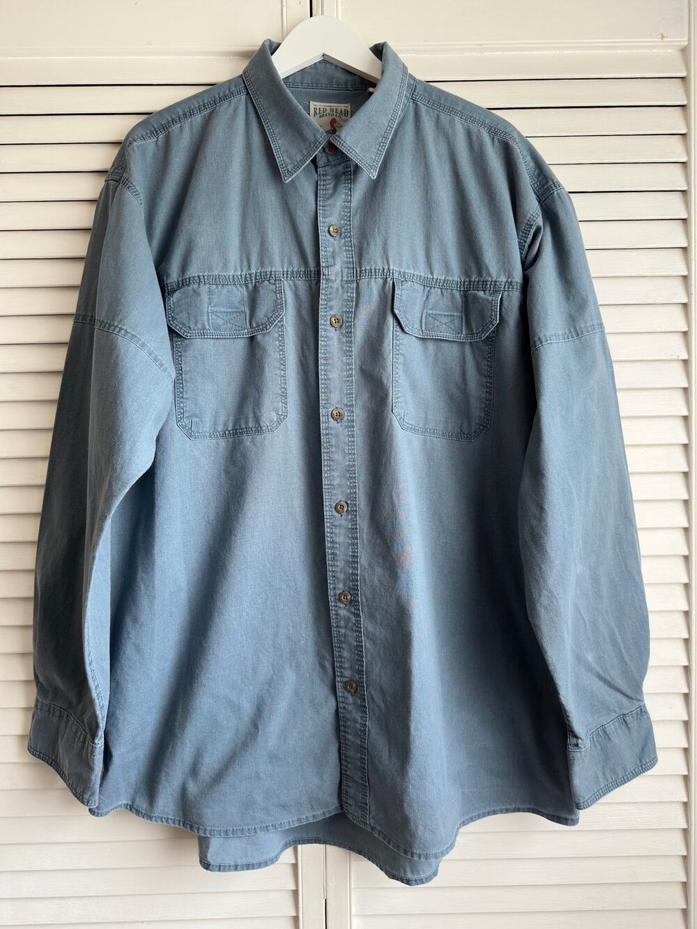 Red Head Brand Co Men Blue 100% Cotton Long Sleeve Button Down Shirt XL
